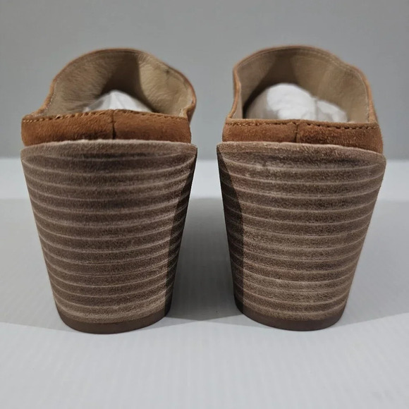 Sofft Strathmore Mule Womens 9.5 Ginger Tan Suede Peep Toe Wedge Heel - Picture 8 of 15